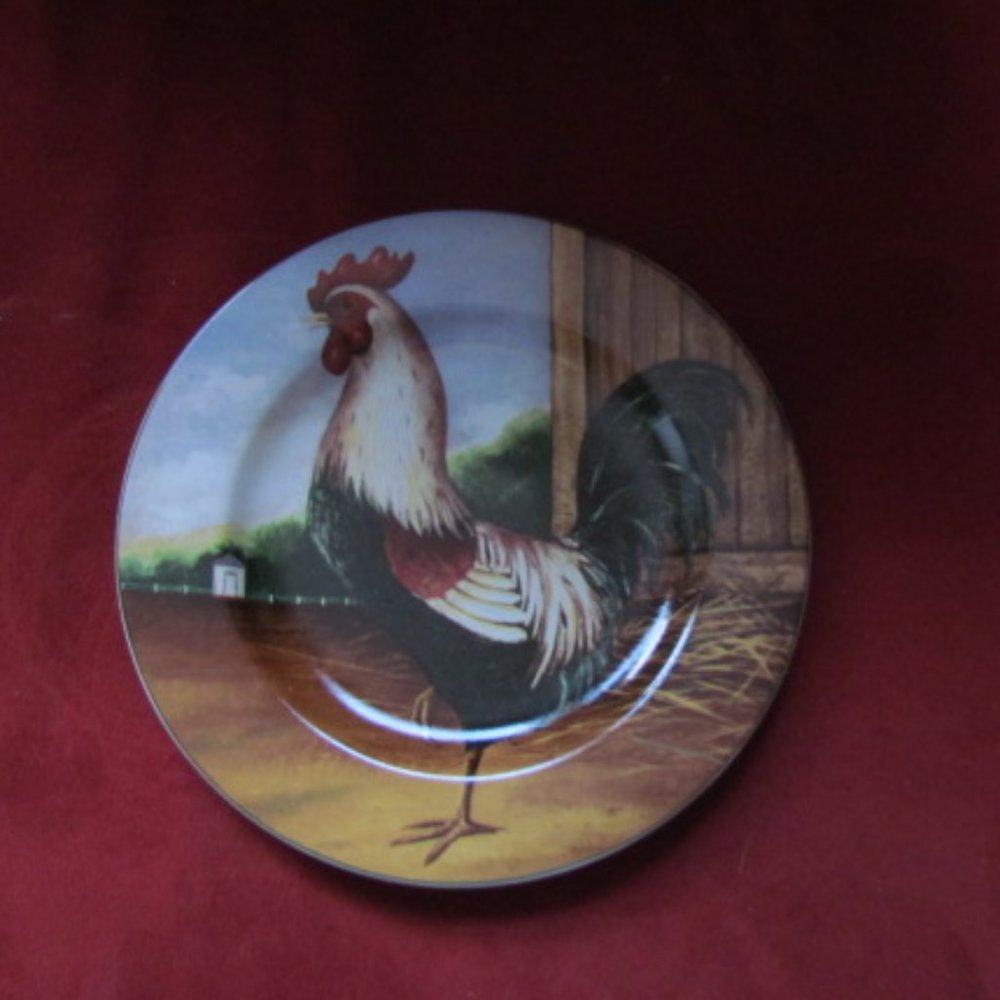 ROOSTER 8.5" PLATE David Carter Brown Dishwasher/Micro Safe Sakura